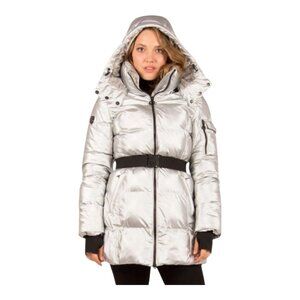 Noize Becka Hooded Longline Puffer Coat in Pink Winter Outdoor Women's Small